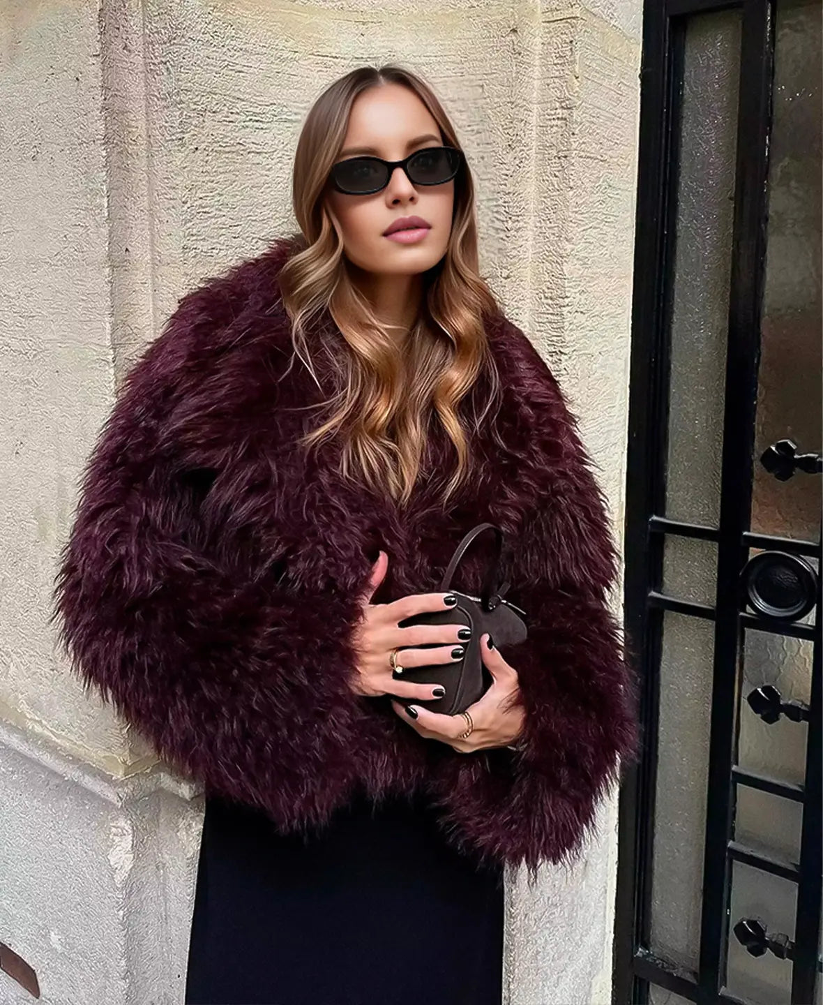 BurgundyLuxFauxFurCoat