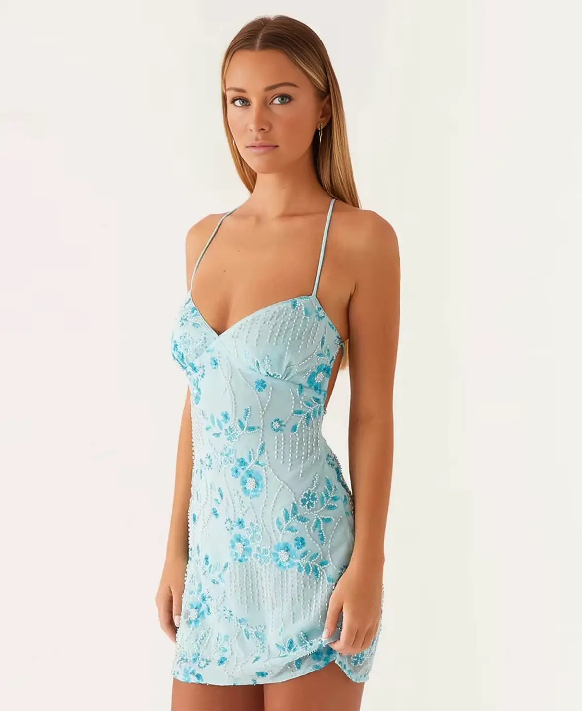 Floral Bloom Embroidered Mini Dress