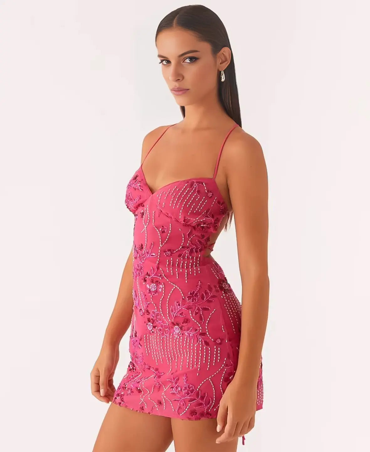 Floral Bloom Embroidered Mini Dress