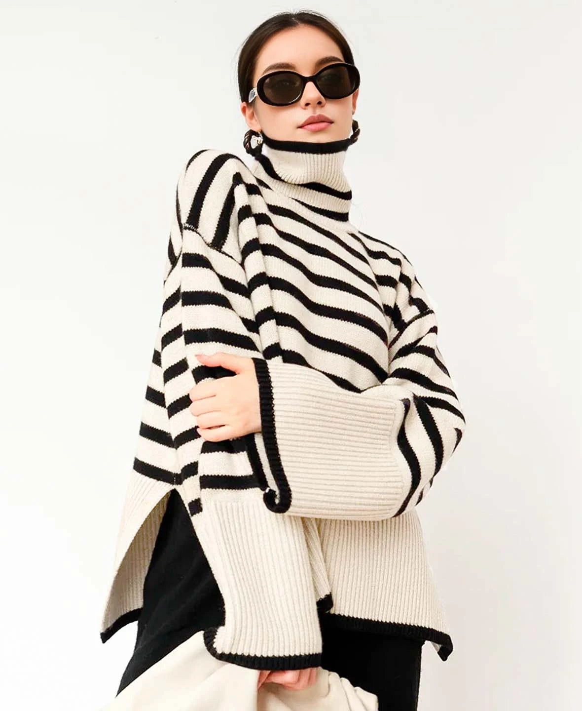 Striped Turtleneck Sweater