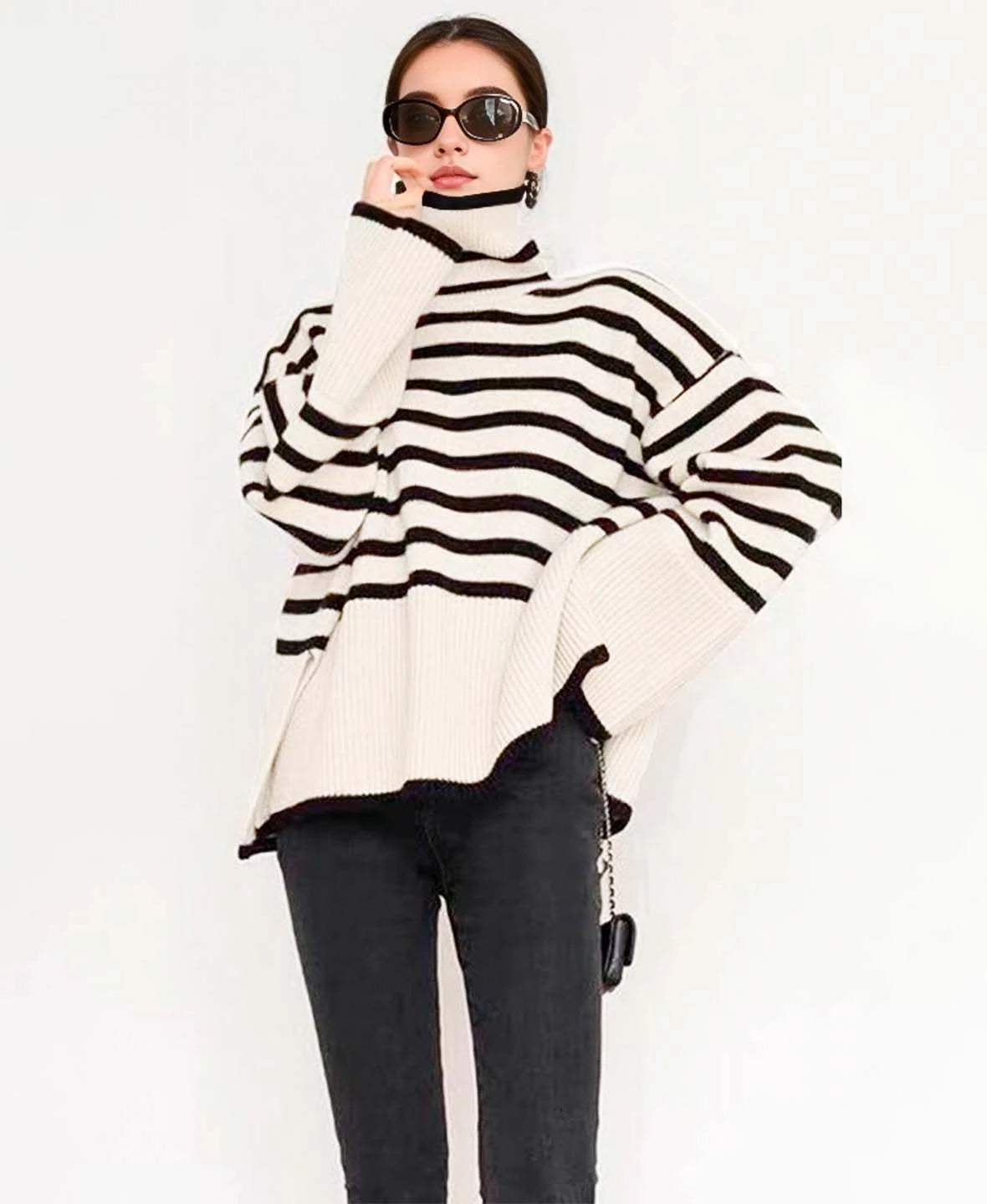 Striped Turtleneck Sweater