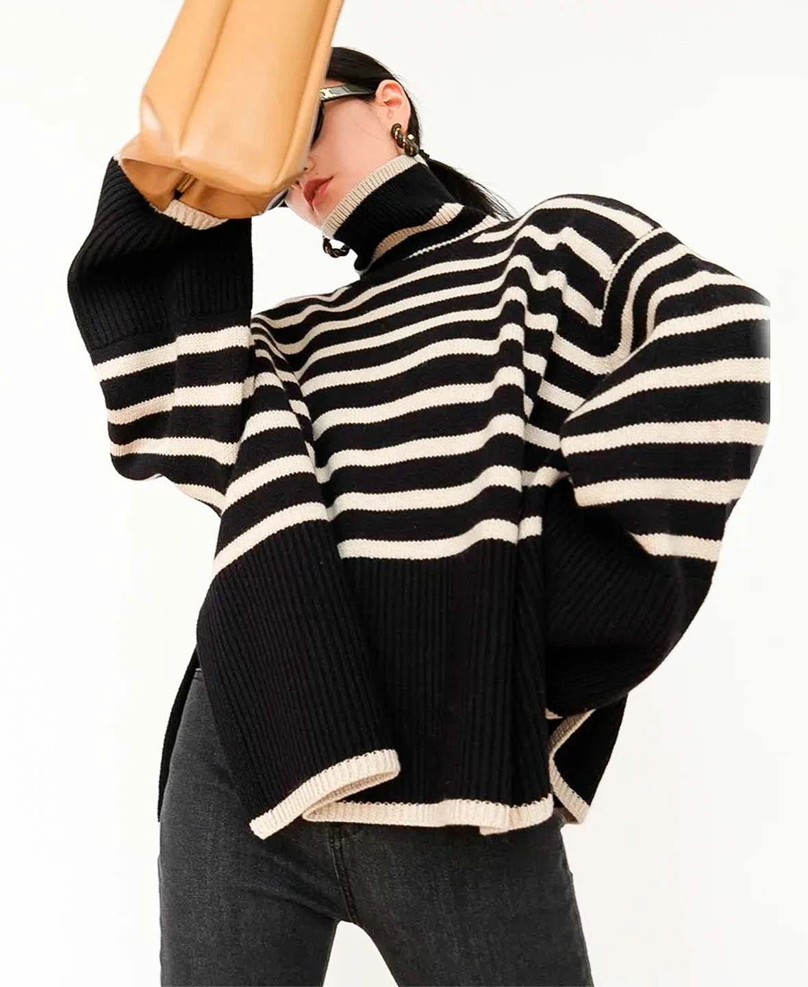 Striped Turtleneck Sweater