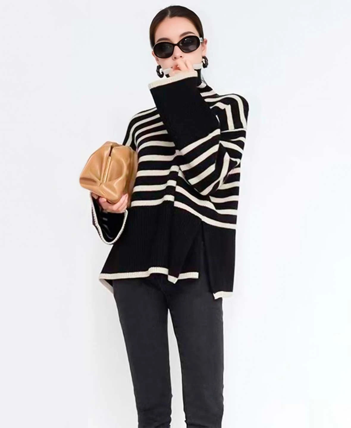 Striped Turtleneck Sweater