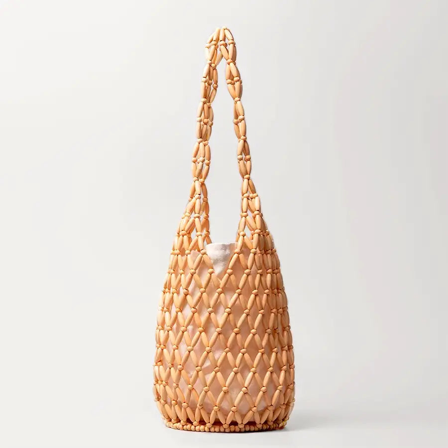 Wooden Bead Bucket Bag