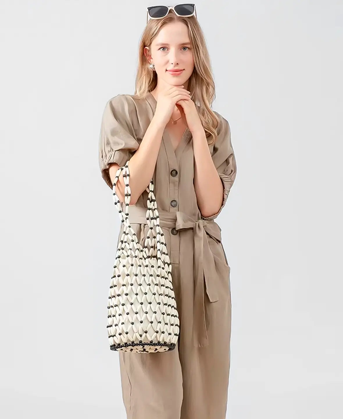 Wooden Bead Bucket Bag