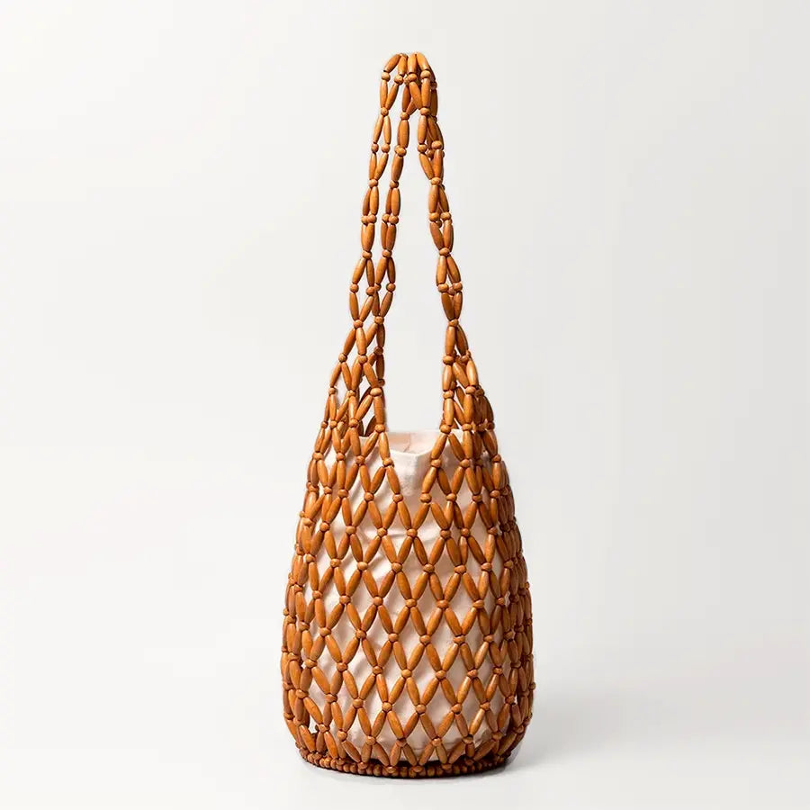 Wooden Bead Bucket Bag