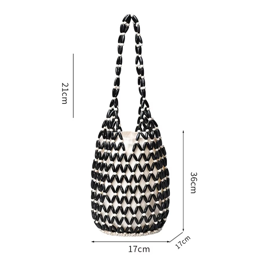 Wooden Bead Bucket Bag