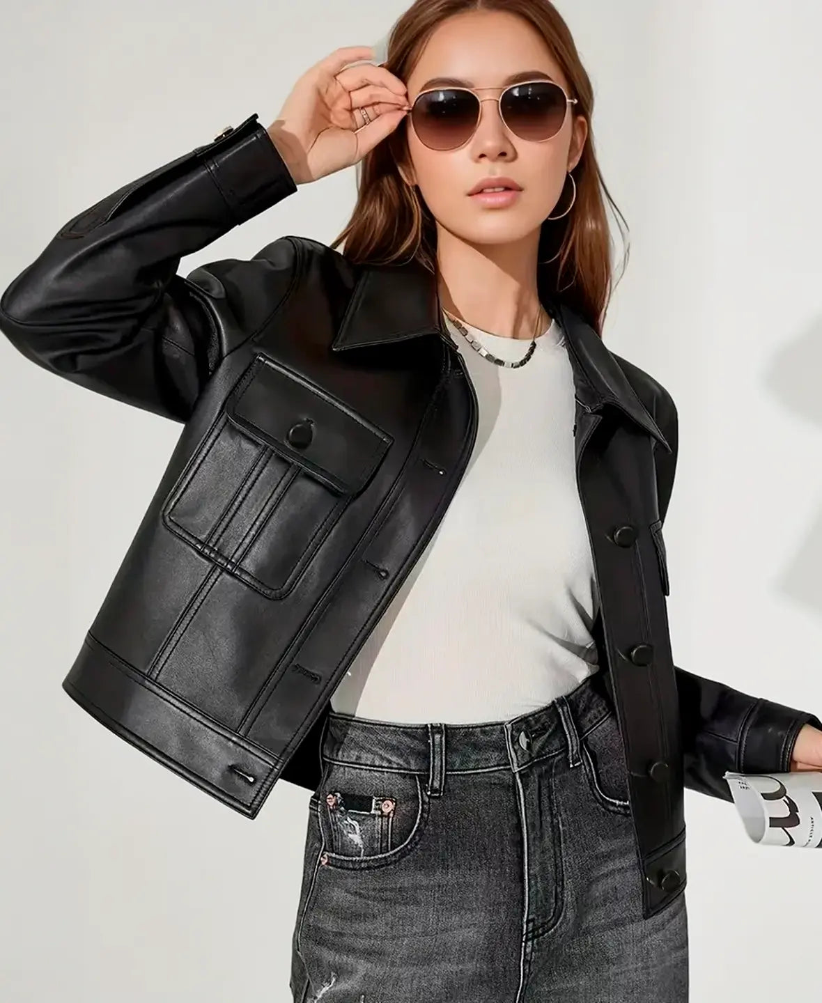 Classic Faux Leather Shirt Jacket