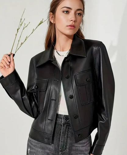 Classic Faux Leather Shirt Jacket