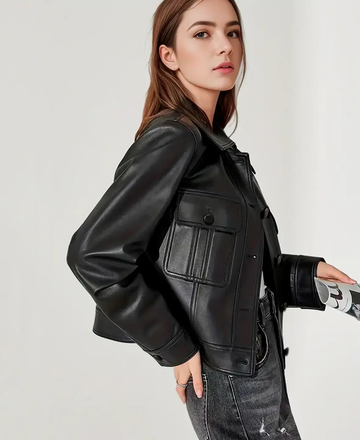 Classic Faux Leather Shirt Jacket