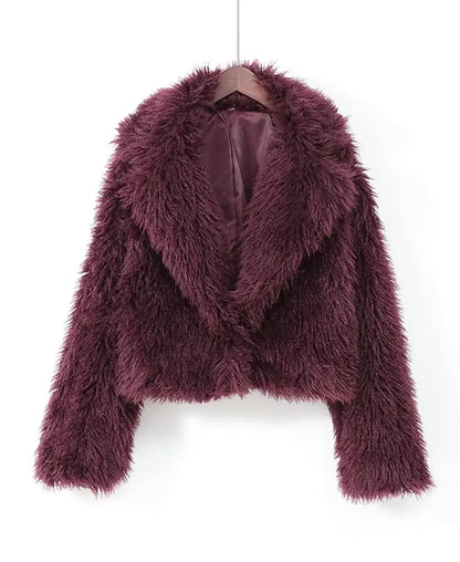 Burgundy Lux Faux Fur Coat