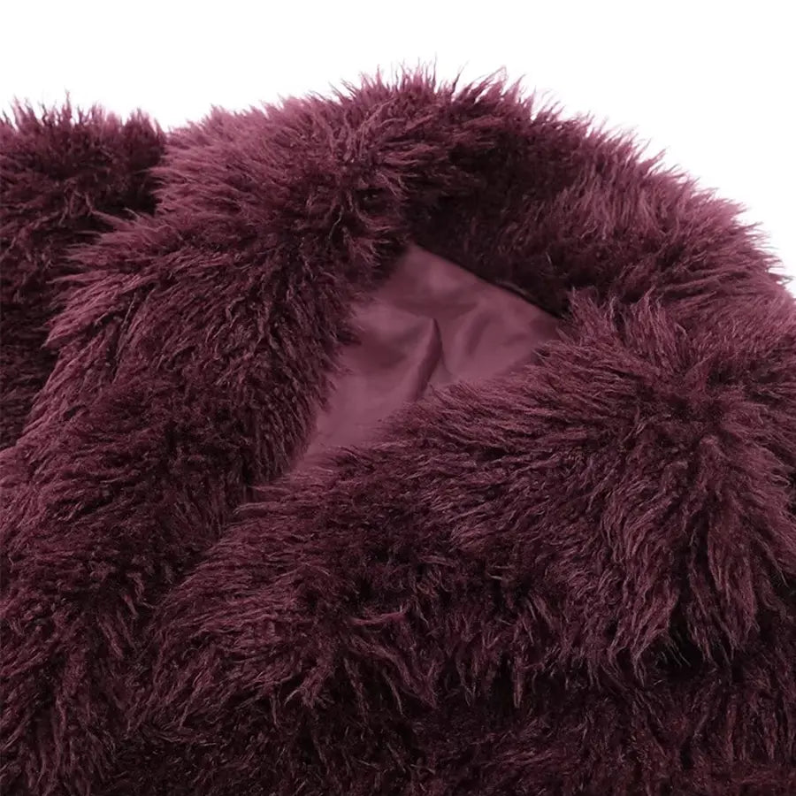 Burgundy Lux Faux Fur Coat