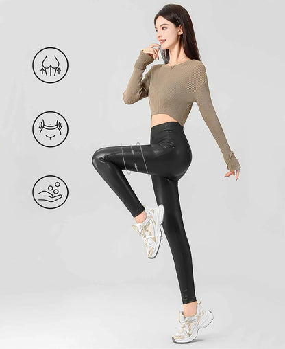 Fleece Matte Leather Leggings