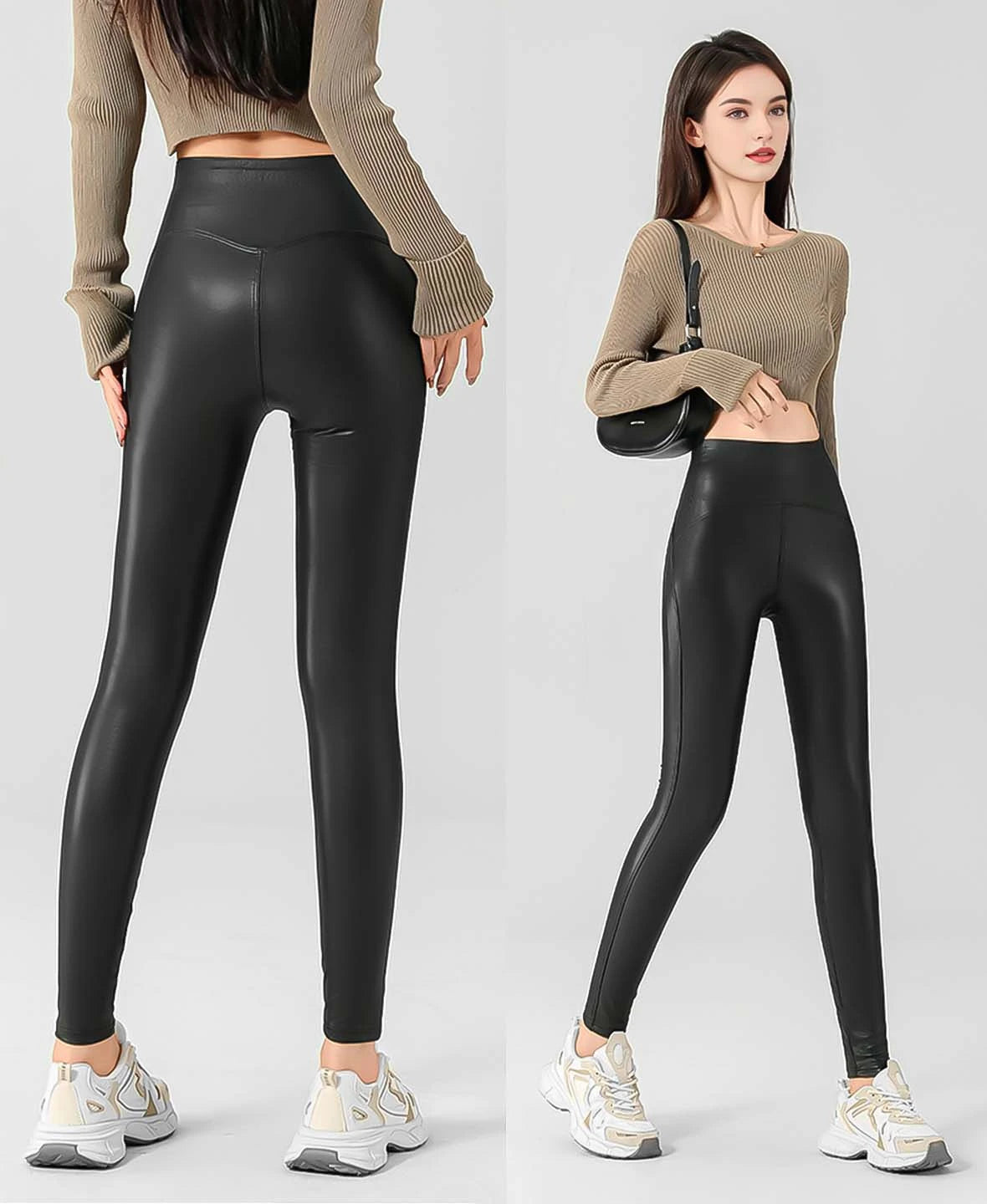 Fleece Matte Leather Leggings