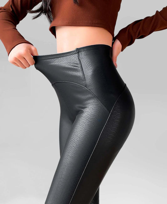 Fleece Matte Leather Leggings