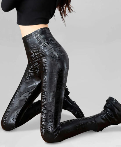 Fleece Matte Leather Leggings