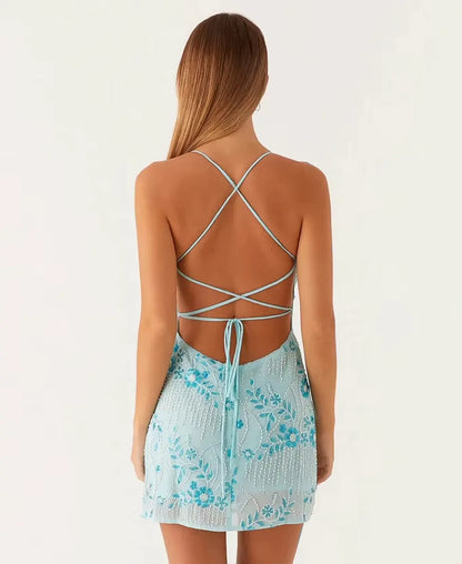 Floral Bloom Embroidered Mini Dress