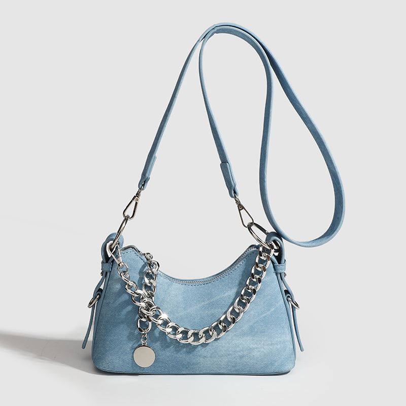 Azure Muse Denim Crossbody Bag