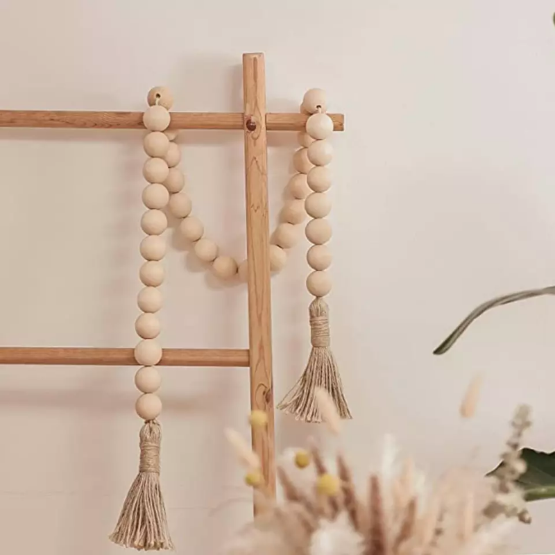 Wood Bead Garland Tassel