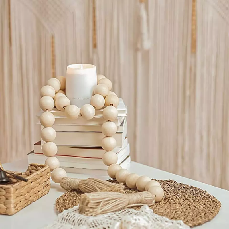 Wood Bead Garland Tassel