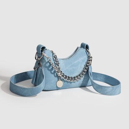 Azure Muse Denim Crossbody Bag