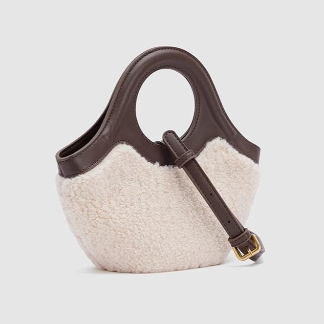 Noir Bouclé Fleece Crossbody Bag