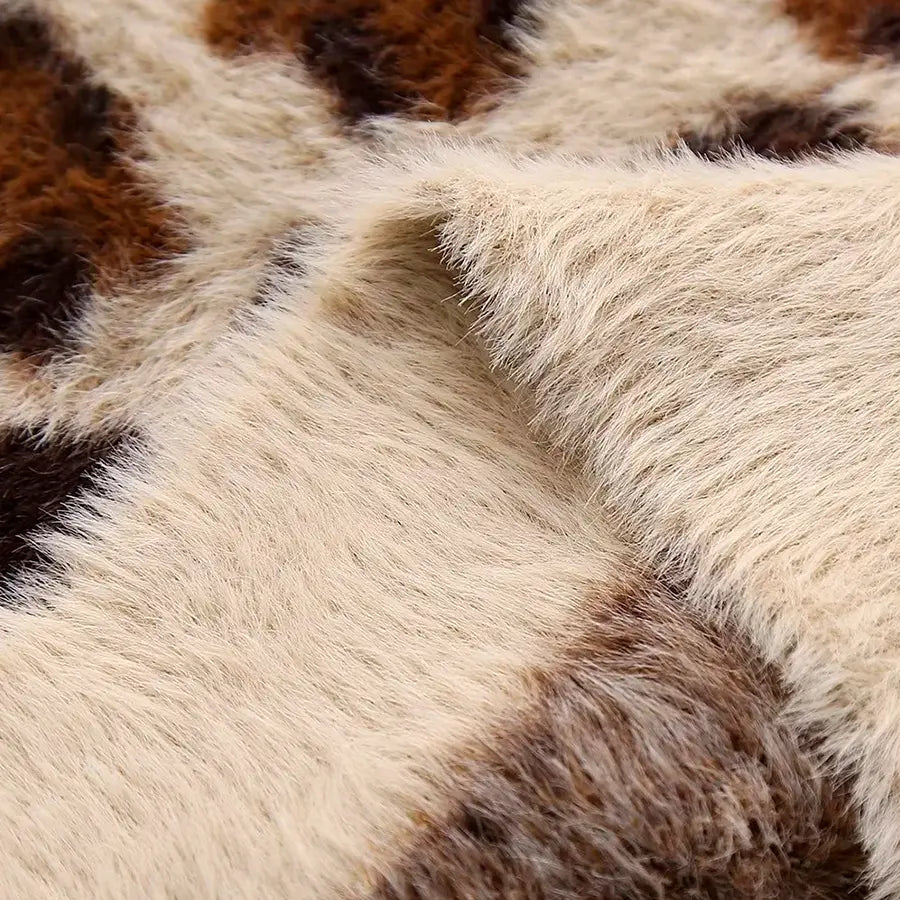 Leopard Print Furry Knit Cardigan