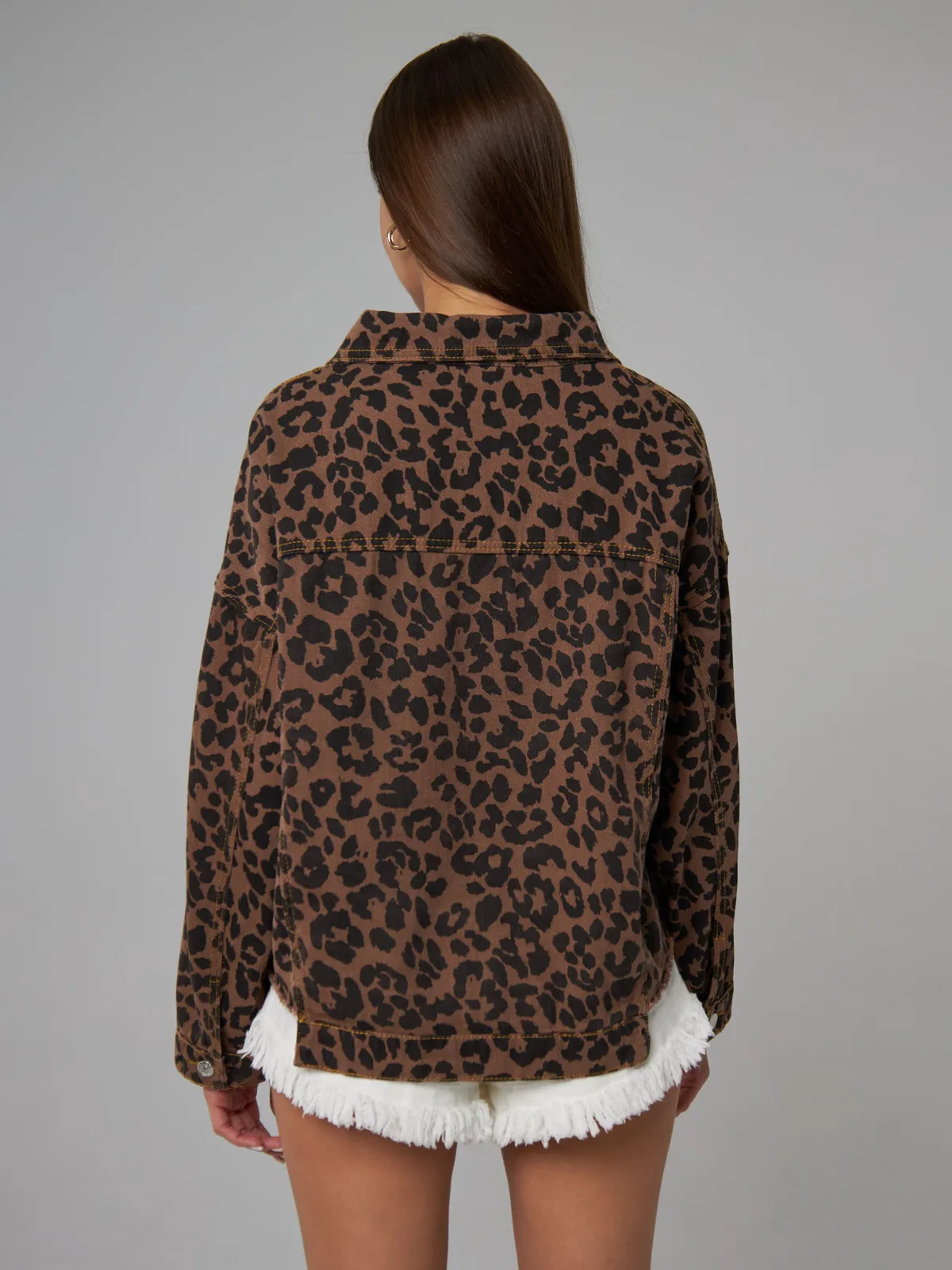 Leopard Print Denim Jacket