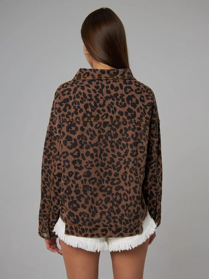 Leopard Print Denim Jacket