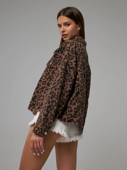 Leopard Print Denim Jacket