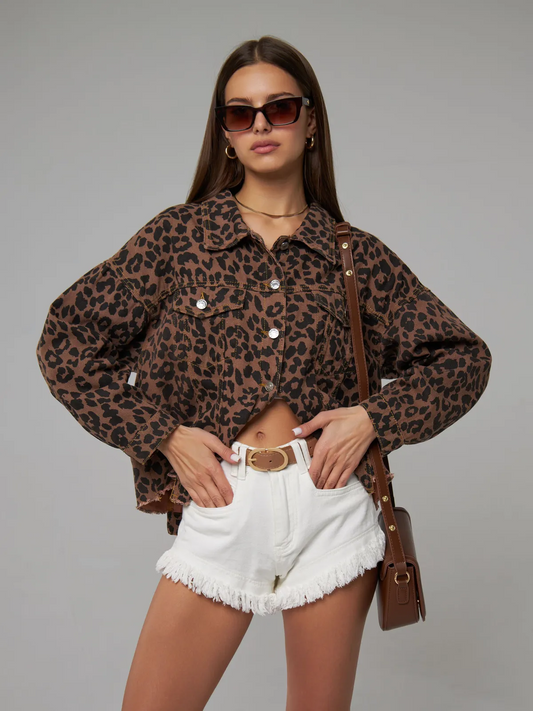 Leopard Print Denim Jacket