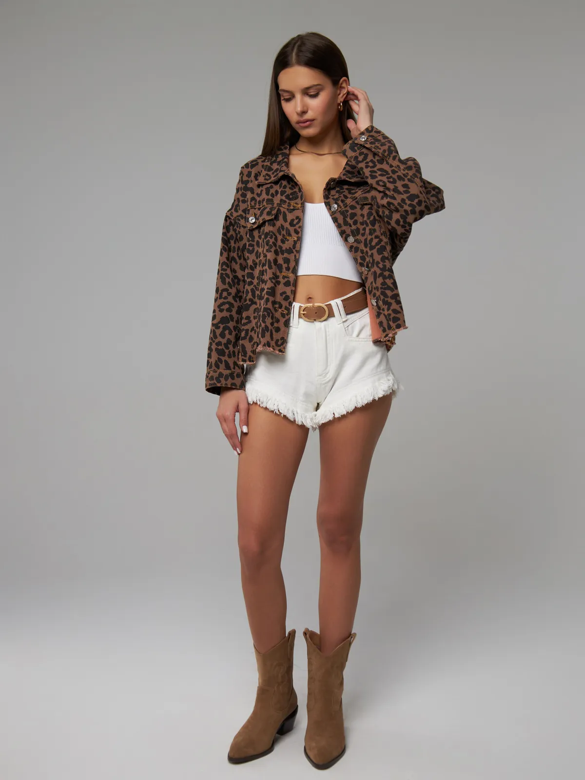 Leopard Print Denim Jacket