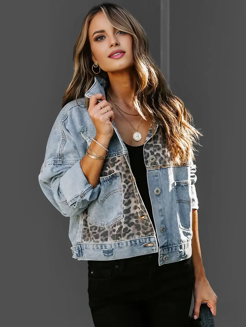 Leopard Print Custom Denim Jacket