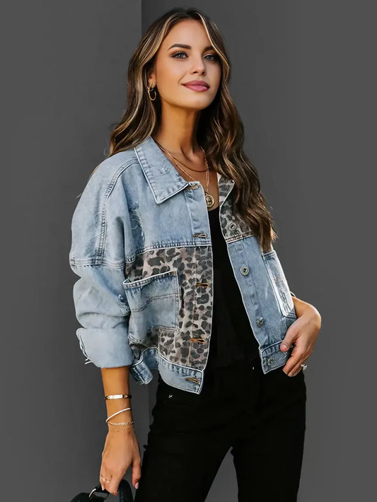 Leopard Print Custom Denim Jacket