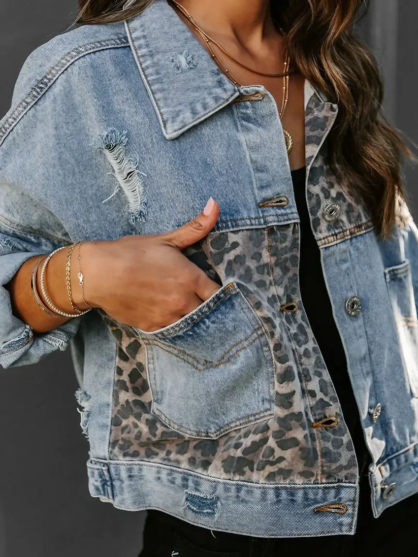 Leopard Print Custom Denim Jacket