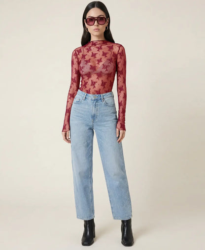 Sheer Lace Long Sleeve Top