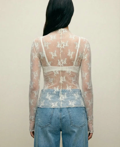Sheer Lace Long Sleeve Top