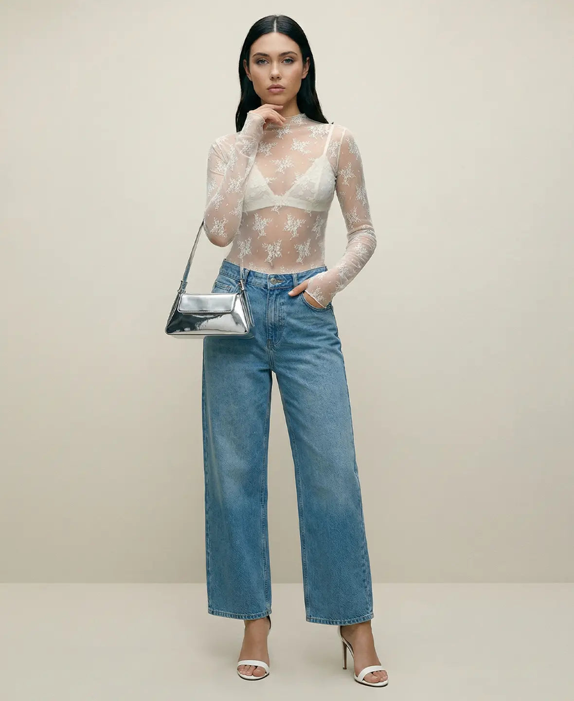 Sheer Lace Long Sleeve Top