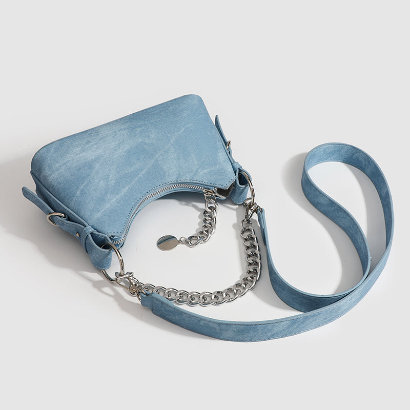 Azure Muse Denim Crossbody Bag