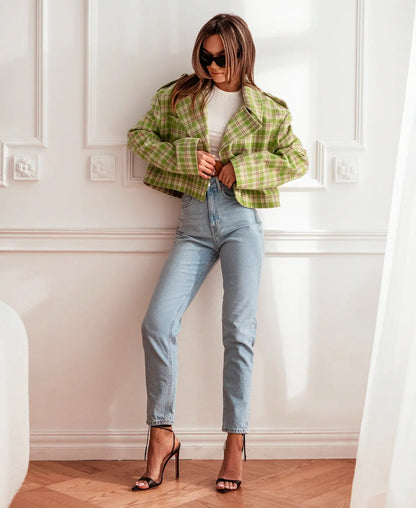 Plaid Chic Cropped Jacket