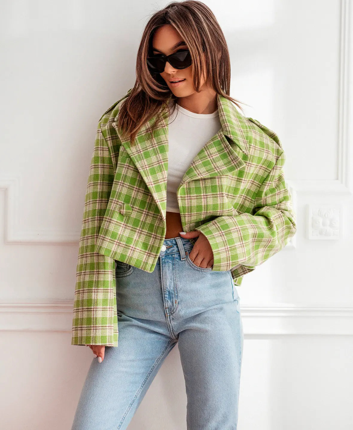 Plaid Chic Cropped Jacket