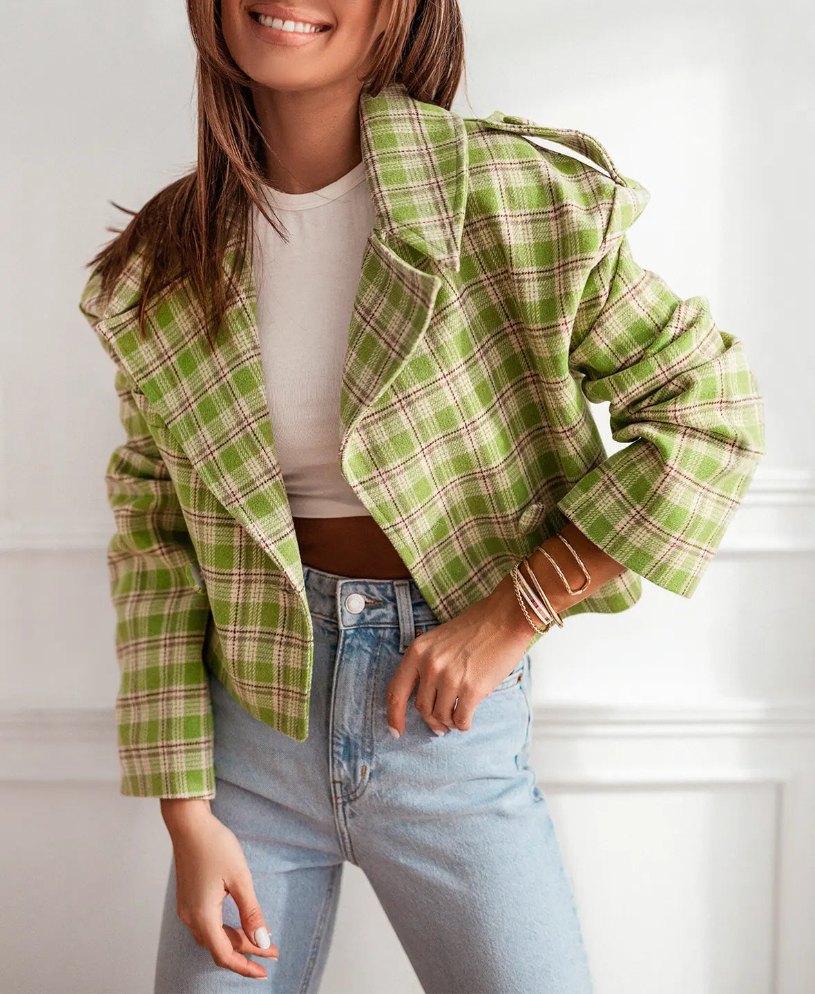 Plaid Chic Cropped Jacket