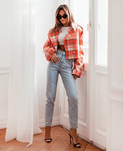 Plaid Chic Cropped Jacket