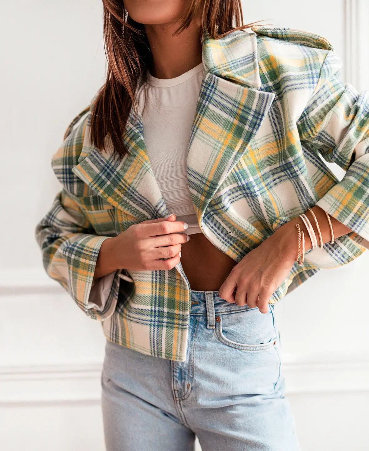 Plaid Chic Cropped Jacket