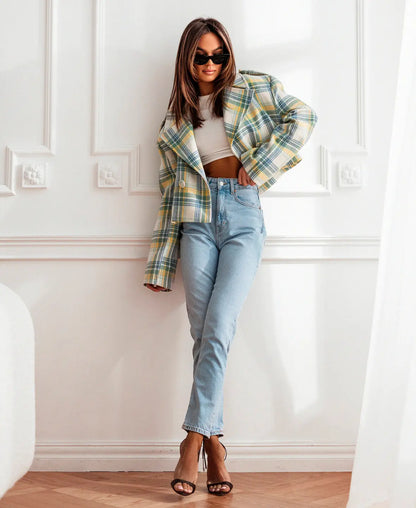 Plaid Chic Cropped Jacket