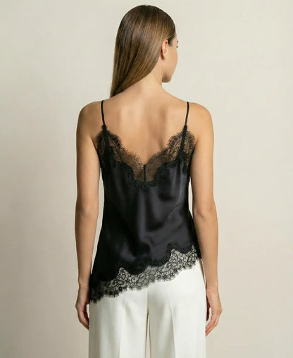 Lace Trim Silky Top