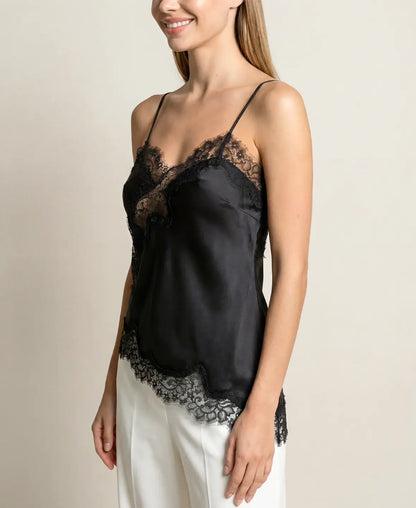 Lace Trim Silky Top