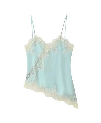 Lace Trim Silky Top