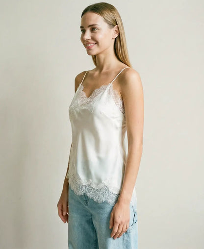 Lace Trim Silky Top