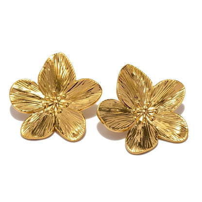 Golden Flower Stud Earrings